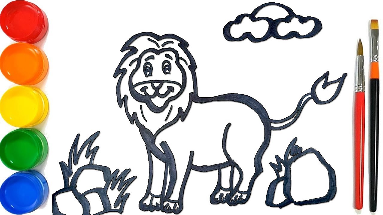 1280x720 Glitter Lion Coloring And Drawing For Kids, Toddlers Cherry