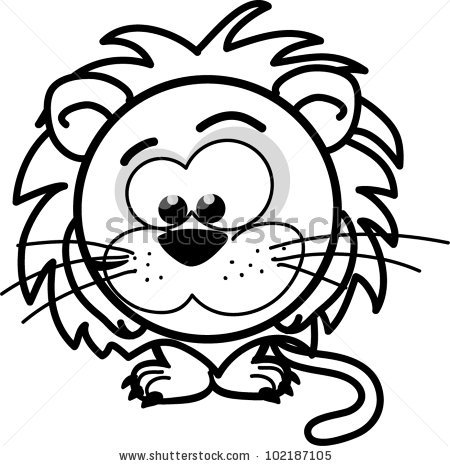 450x466 Cartoon Cute Black White Lion