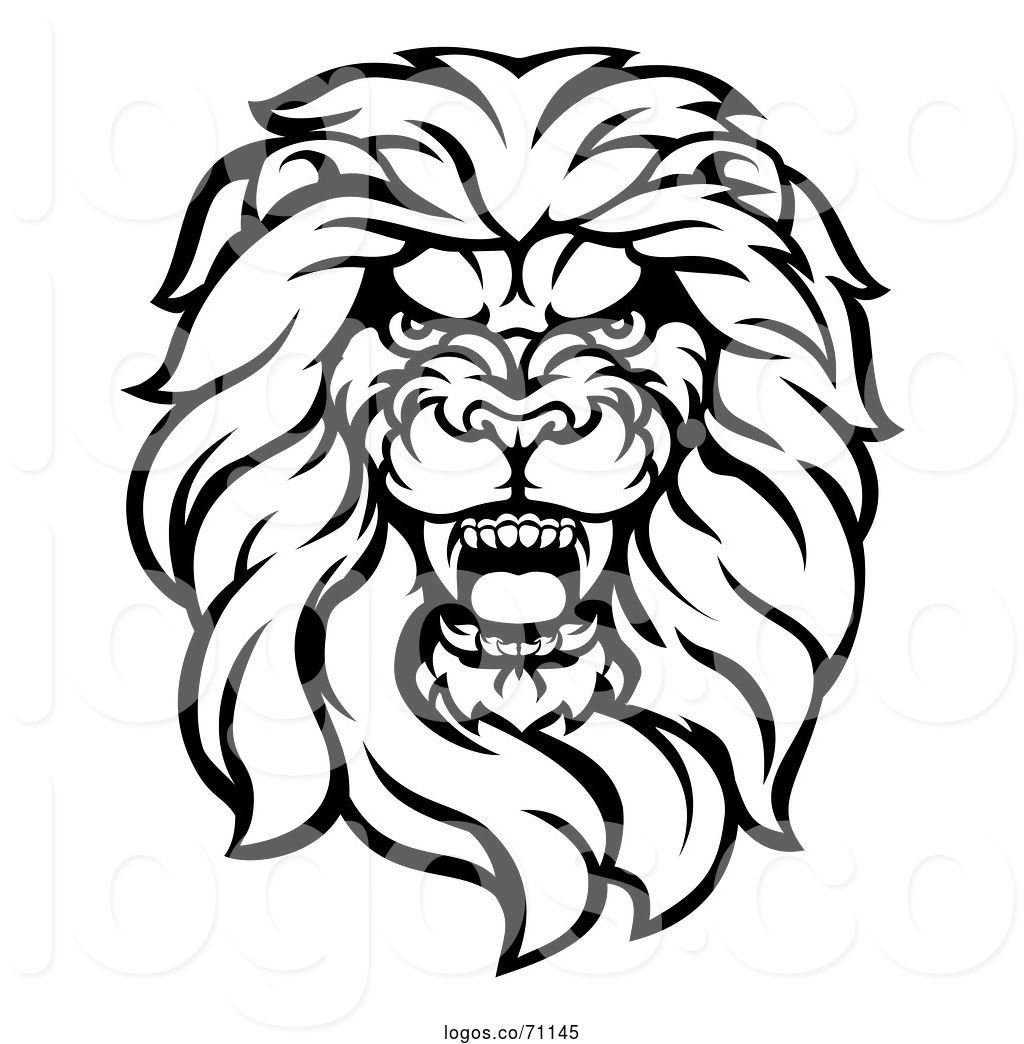 1024x1044 Logo Of Cartoon Black And White Tough Male Lion Head Mascot