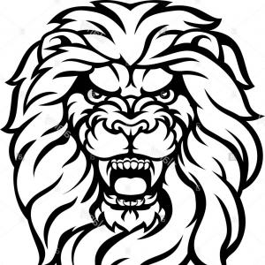 300x300 Stock Vector Roaring Lion Black White Hoodamathrun