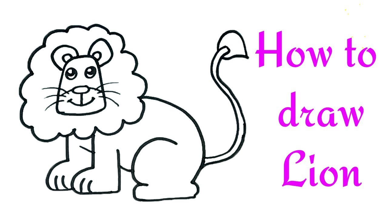 1280x720 Huge Collection Of 'easy Lion Drawing For Kids' Download More