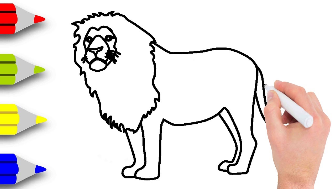 1280x720 Kids Drawing Videos How To Draw Lion Drawing For Kids Step