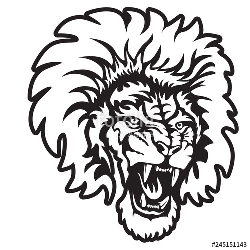 500x500 Lion Angry Face Tattoo Vector Illustration Of Lion Head Safari