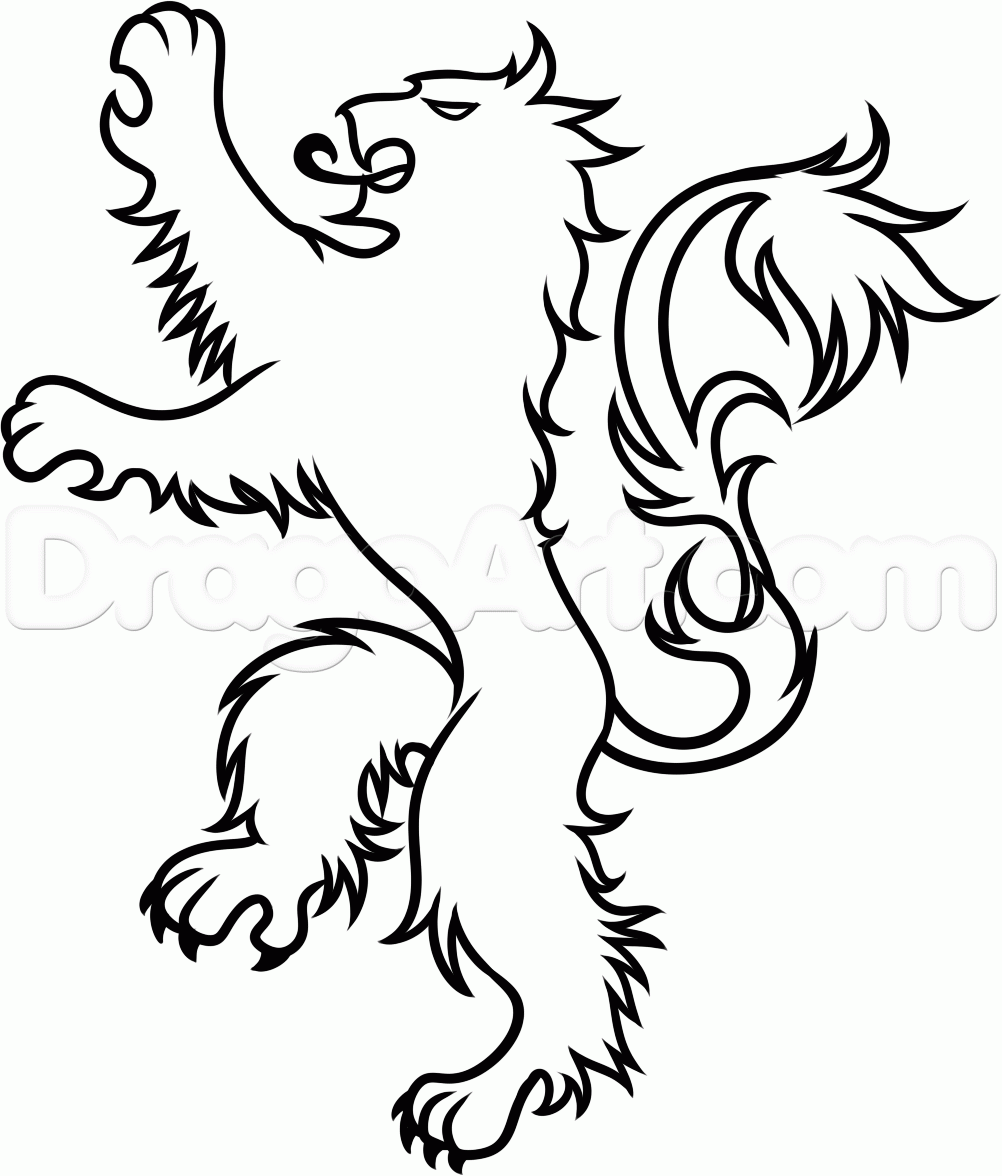 1002x1176 How To Draw House Lannister Logo, Step