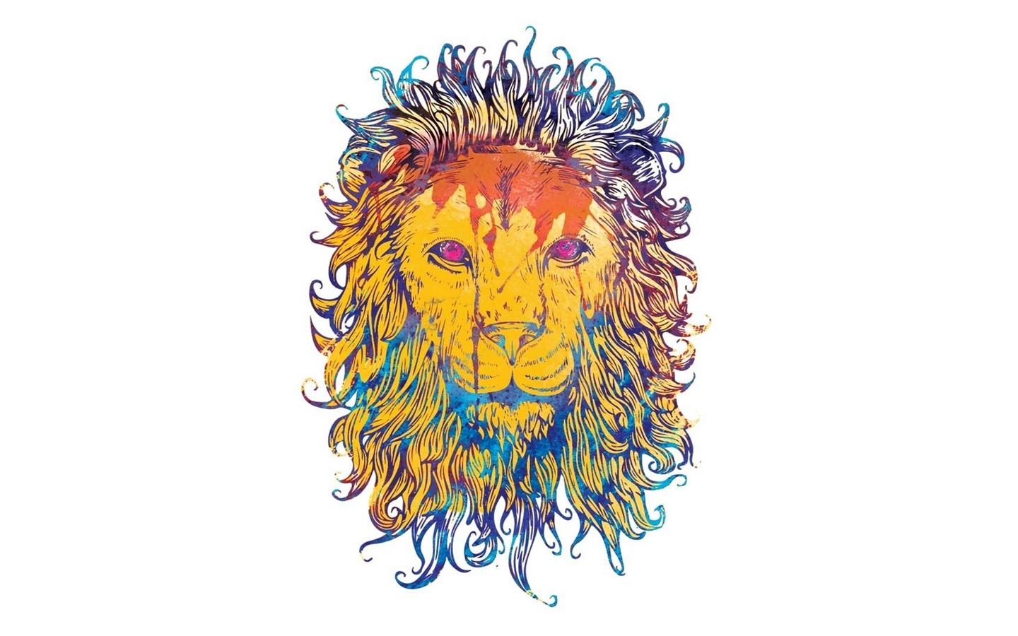 1440x900 Download Wallpaper Lion, Drawing, Colorful, King, King