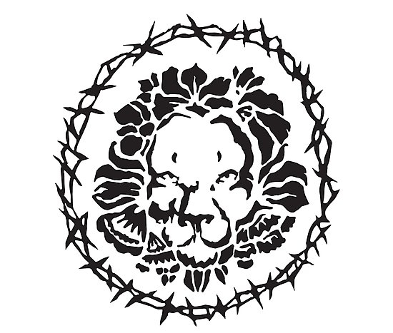 550x467 Excelent Lion With Crown Of Thorns And Flowers, Black