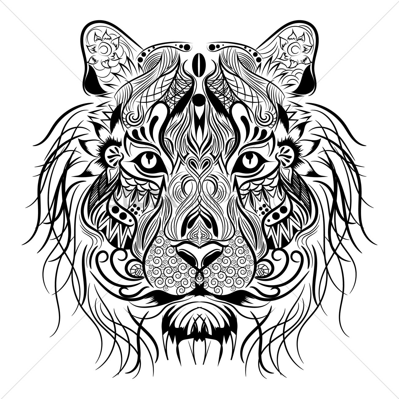 1300x1300 Free Lion Monochrome Design Vector Image