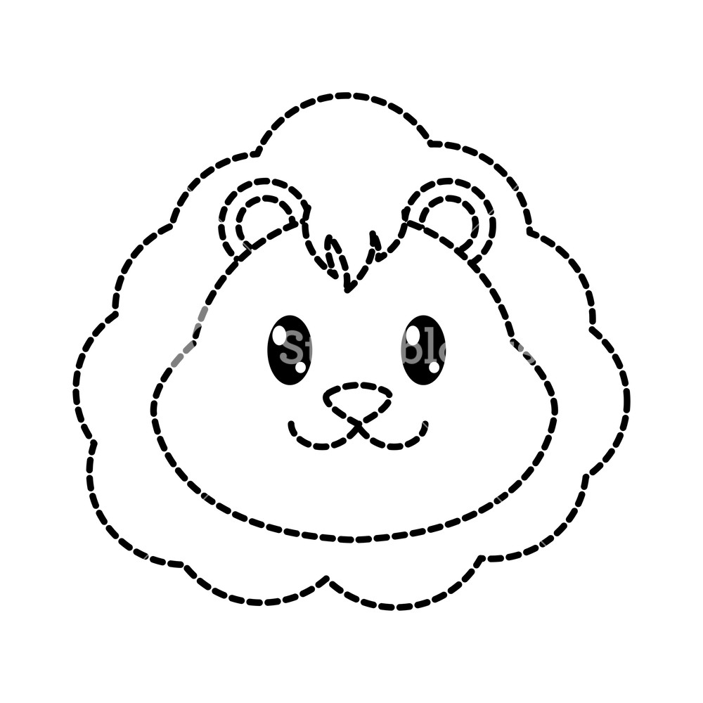 1000x1000 Dotted Shape Lion Head Cute Animal Character Vector Illustration