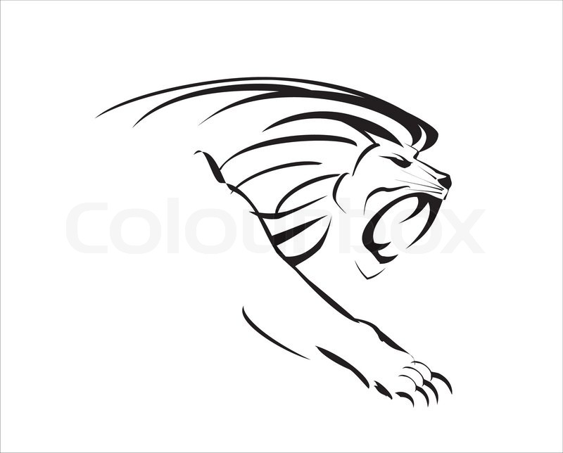 800x644 Side View Roaring Lion With The Stock Vector Colourbox