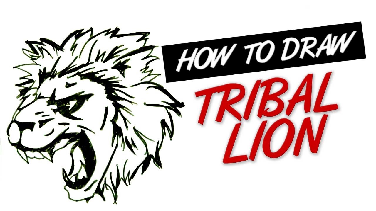 1280x720 How To Draw Lion Head Tribal Tattoo Design