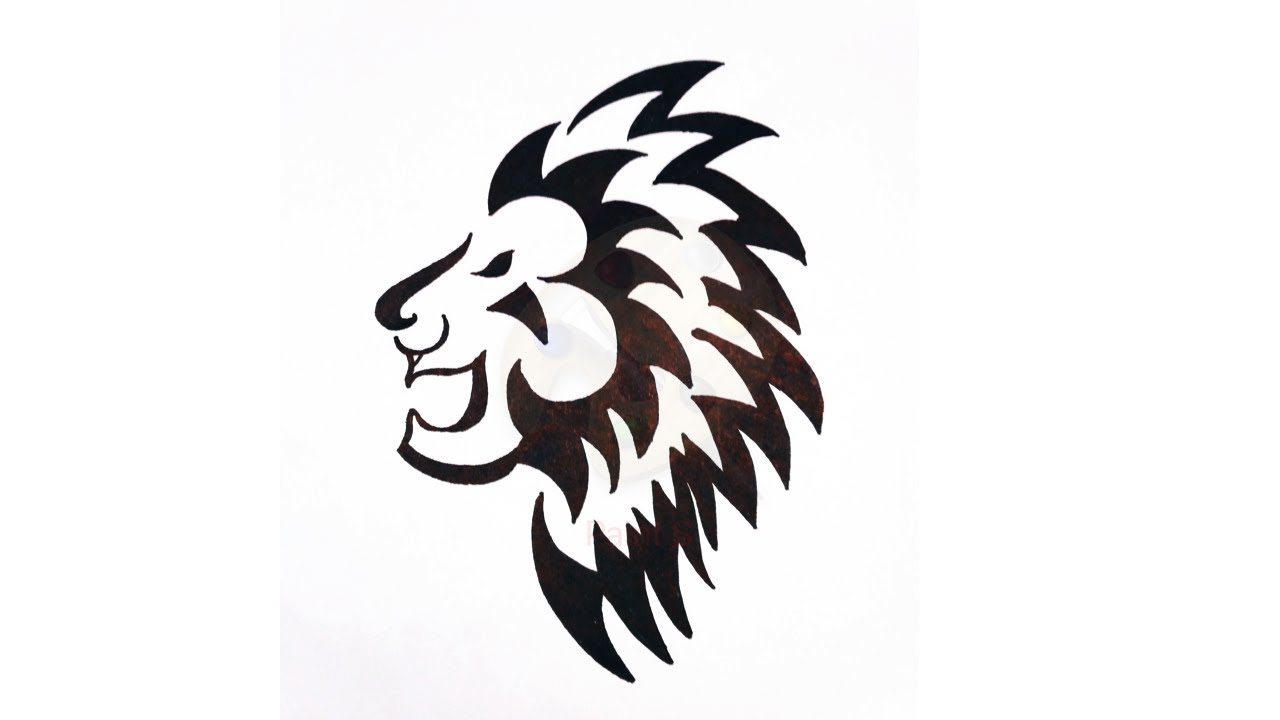 1280x720 Drawing The Lion Head Tribal Tattoo Design Using Marker