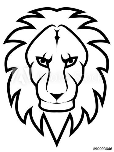 374x500 Lion Head Line Art Vector Image