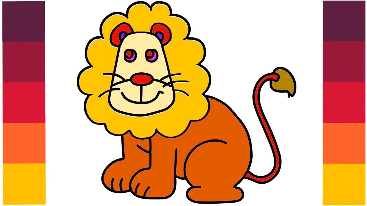 1280x720 How To Draw Cartoon Lion King Coloring Lion Learn Step