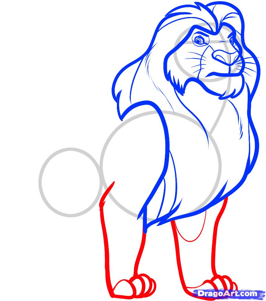 858x971 how to draw mufasa from lion king, step