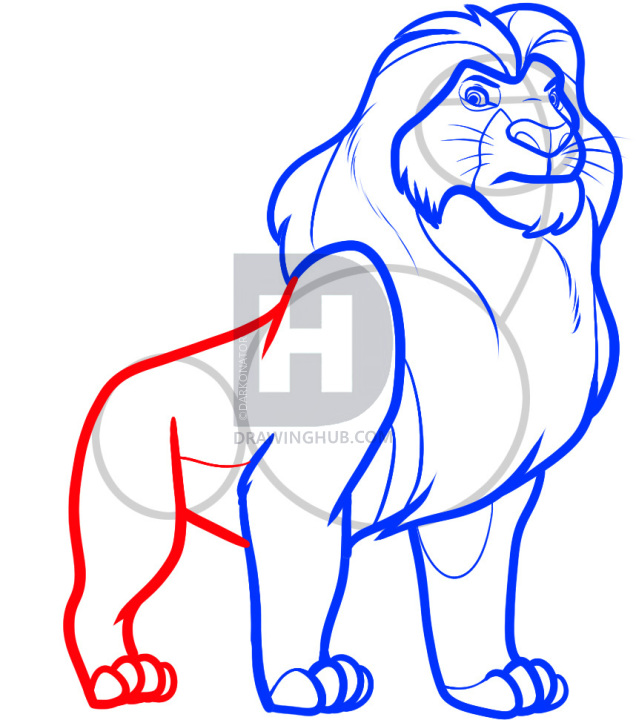 636x720 How To Draw Mufasa From Lion King, Step
