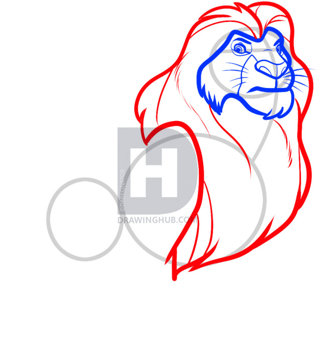 636x720 How To Draw Mufasa From Lion King, Step