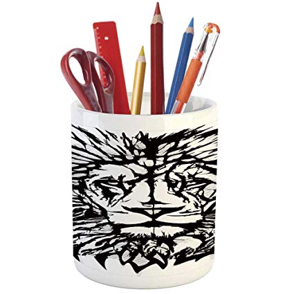 425x425 Pencil Pen Holder, Lion, Printed Ceramic Pencil Pen