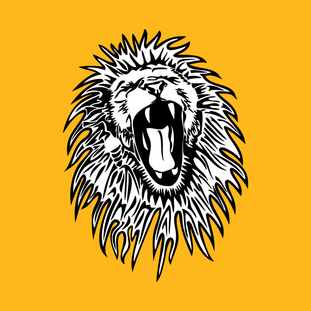 630x630 Roaring Lion Face Art Silhouette Drawing