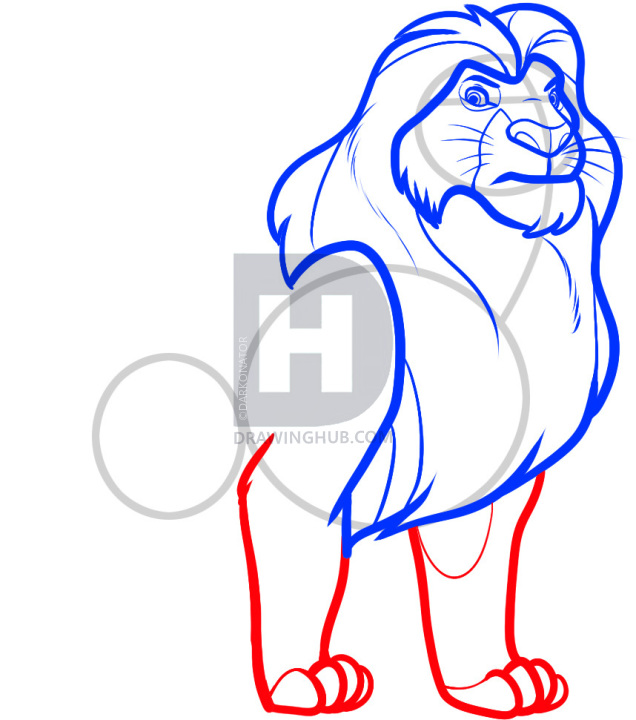 636x720 How To Draw Mufasa From Lion King, Step