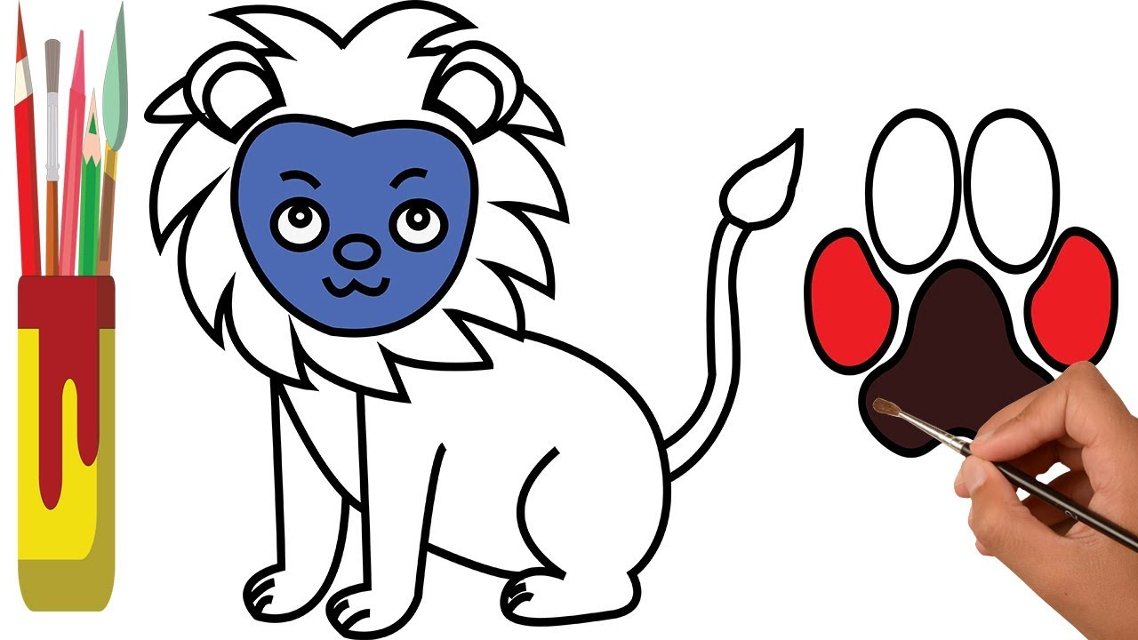 1280x720 How To Draw Lion And Lion Paw Coloring Pages Learn Colors