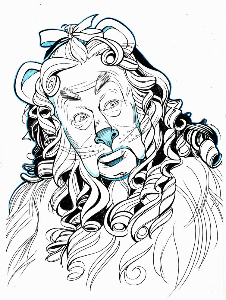750x994 Wizard Of Oz Drawings Of Characters Oz Cowardly Lion Portrait