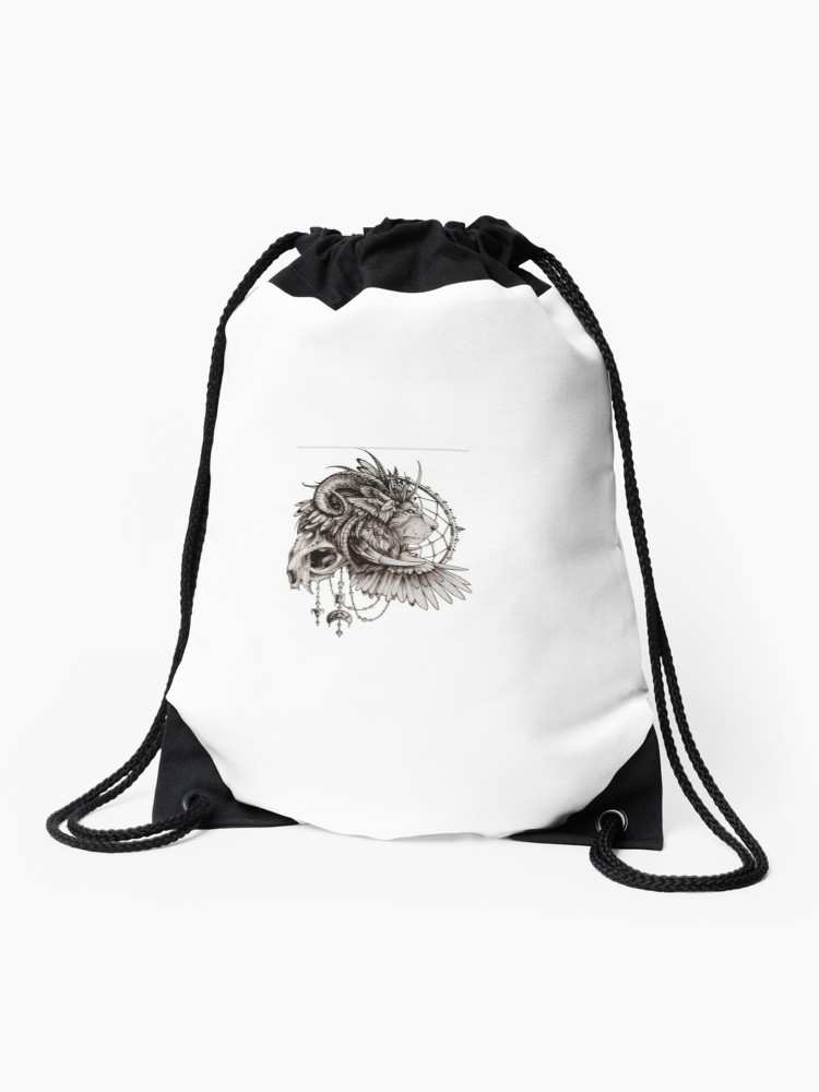 750x1000 Lion Skull American Headdress Drawstring Bag