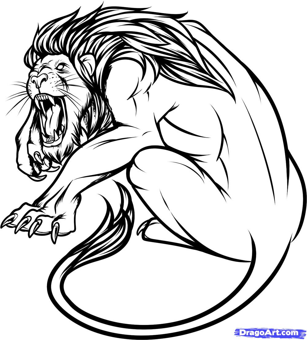 1000x1107 Step How To Draw A Tattoo Lion, Tattoo Lion