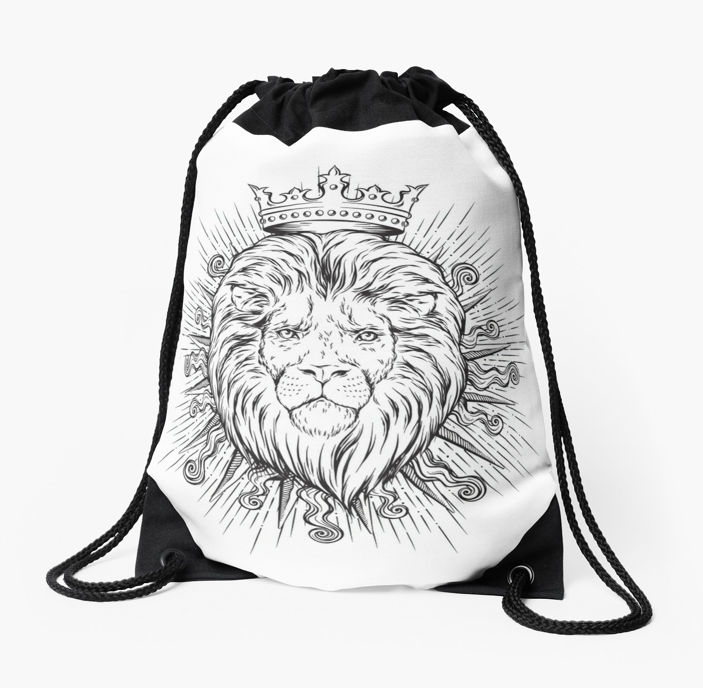 1435x1404 Lion King With Crown King Of The Jungle Drawstring Bag