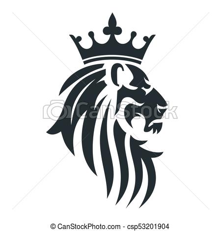 450x470 The Head Of A Lion With A Royal Crown Vector Illustration