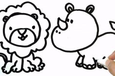 236x157 Drawing Lion And Lioness Tiger Animal Easy Cute With Colour Little