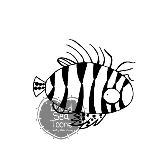 570x570 dst lionfish printable digital stamp etsy