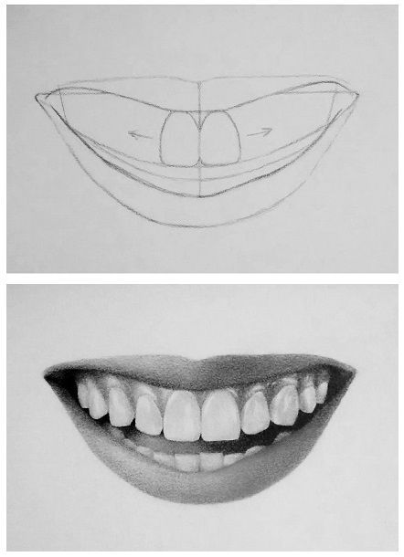 442x610 How To Draw Teeth And Lips