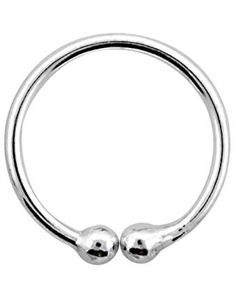 342x427 silver single clip on fake ear, nose, septum or lip piercing hoop