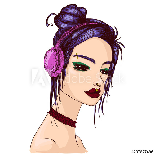 500x500 Colorful Vector Suiside Girl Sketch Illustration Of Gothic Girl