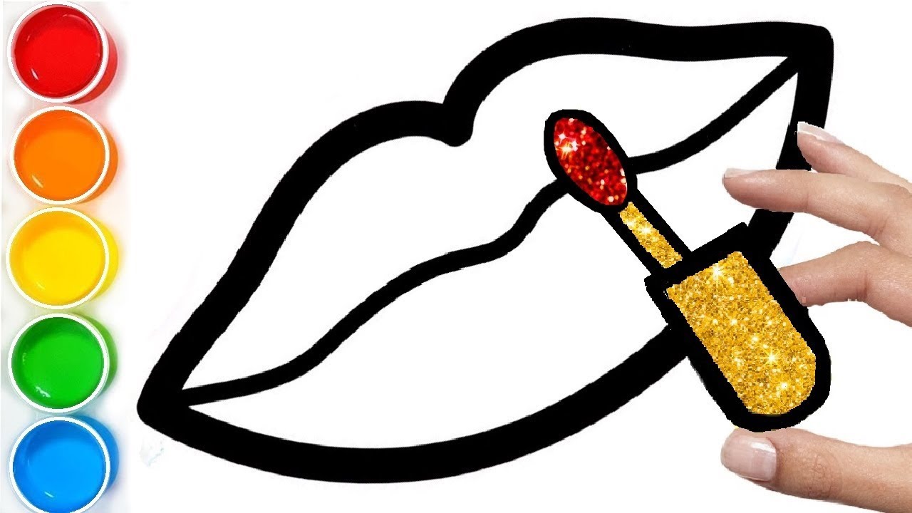 1280x720 Glitter Lips Lipgloss Coloring And Drawing Painting Learn Colors