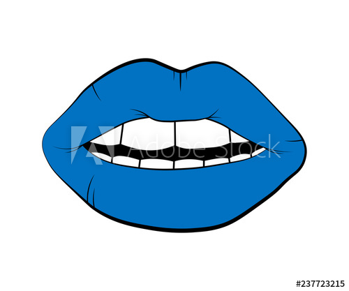 500x417 Vector Blue Lip Symbol Isolated On White Background Kiss Black