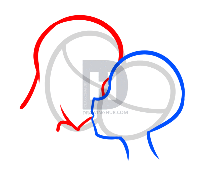 847x720 How To Draw A Valentines Couple, Anime Kiss, Step