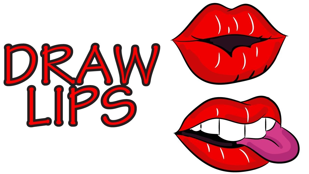 1280x720 How To Draw Lips Realistic Cartoon Kissing Easy Step