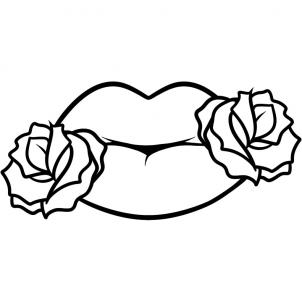 302x302 How To Draw Tattoo Lips, Tattoo Lips, Step