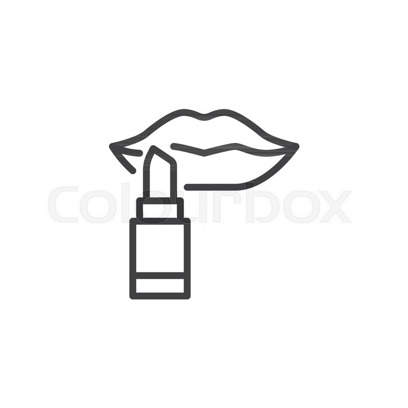 800x800 Lips And A Lipstick Outline Icon Stock Vector Colourbox