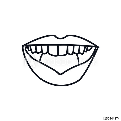 500x500 Outline Mouth Lips Woman Expression Vector Illustration