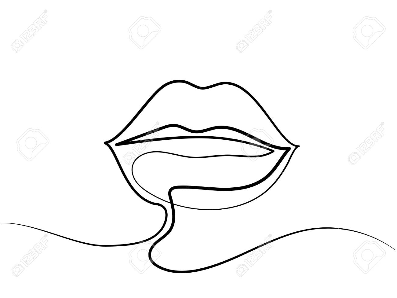 1300x975 Huge Collection Of 'lips Outline Drawing' Download More Than