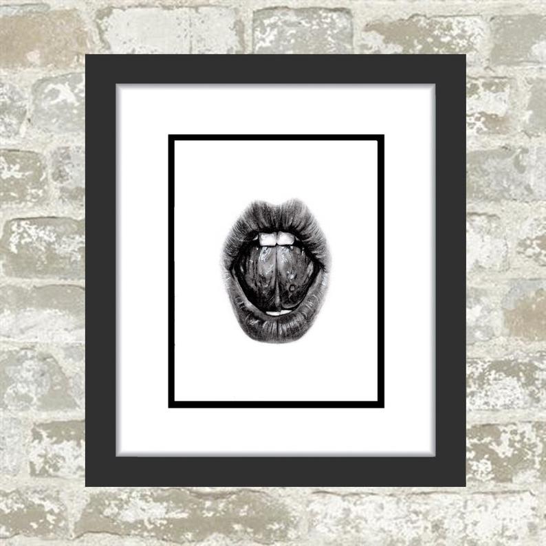 794x794 Lips Drawing Lips Painting Mouth Drawing Tongue Drawing Etsy