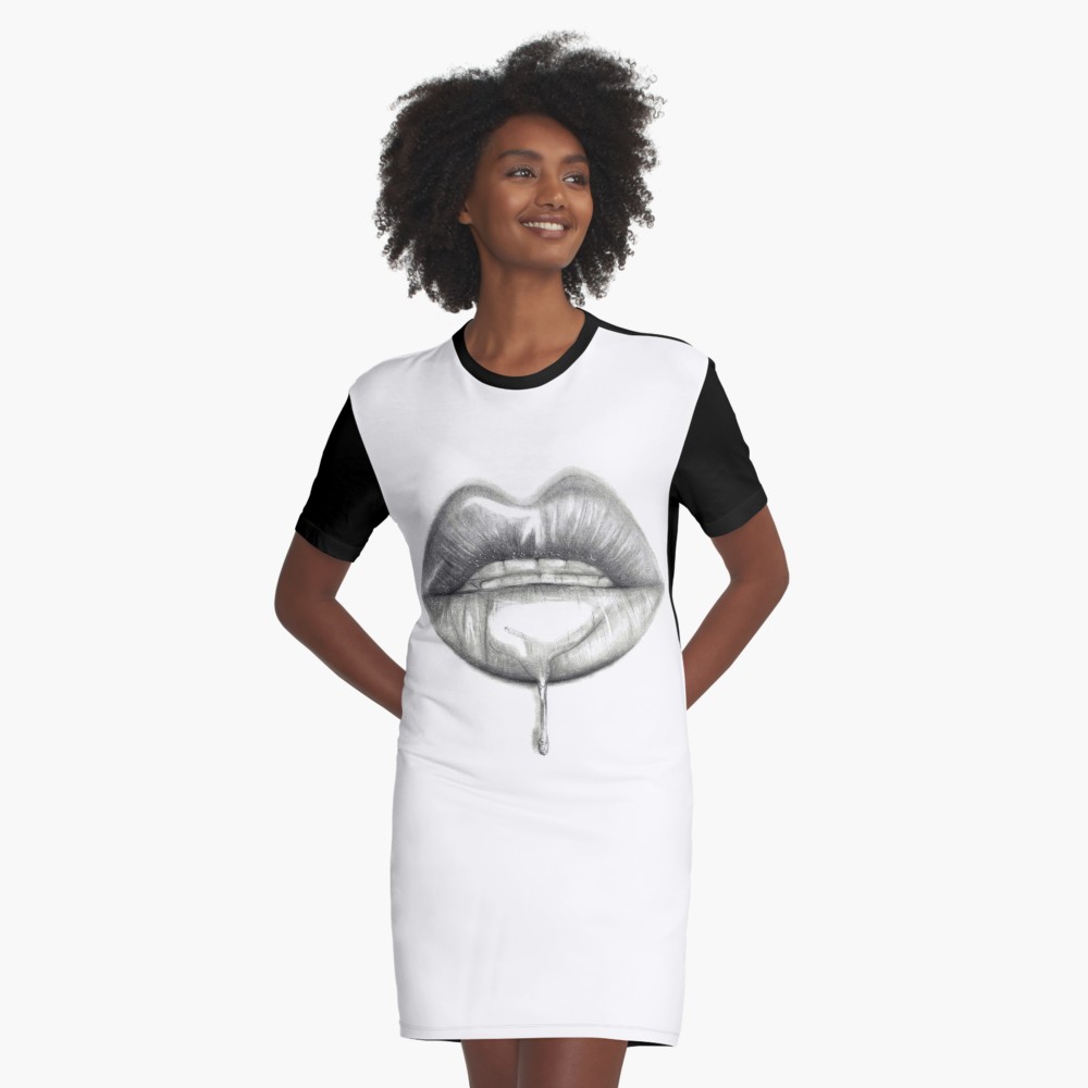 1000x1000 Pencil Lips Drawing Graphic T Shirt Dress