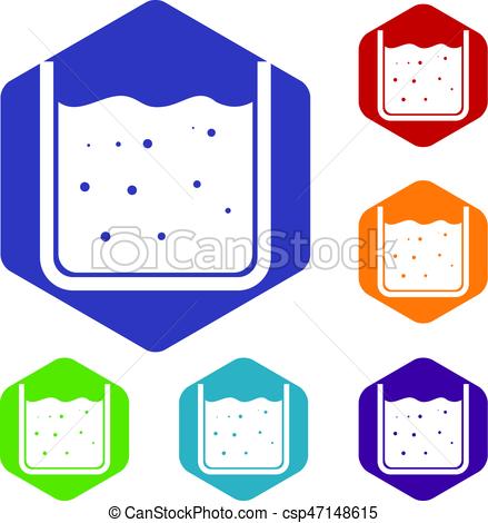 439x470 Beaker Filled With Liquid Icons Set Hexagon Isolated Vector