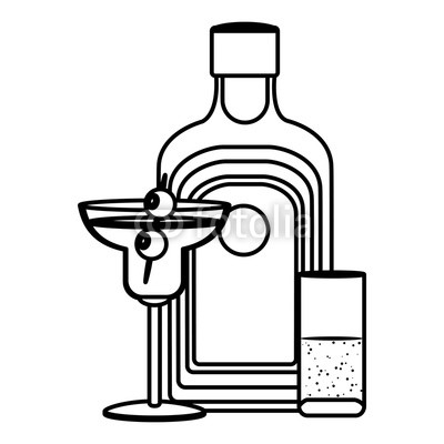 400x400 line cocktail glass with olives and liquor bottle buy photos