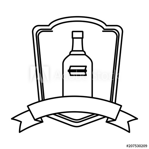500x500 Line Liquor Vodka Bottle Beverage Emblem