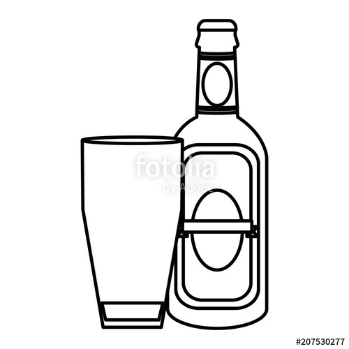 500x500 Line Schnapps Liquor Bottle Beverage With Glass Stock Image
