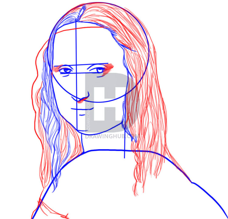 751x720 how to draw mona lisa, step