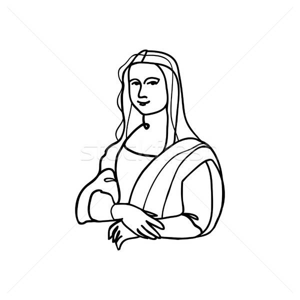 600x600 mona lisa line art vector illustration karola kallai